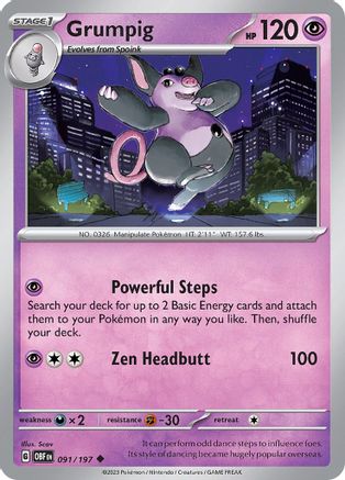 Grumpig (091/197) [Scarlet & Violet: Obsidian Flames] Reverse Holofoil