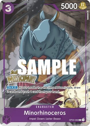 Minorhinoceros (Online Regional 2023) [Participant] (OP03-069) - [One Piece Promotion Cards] Foil