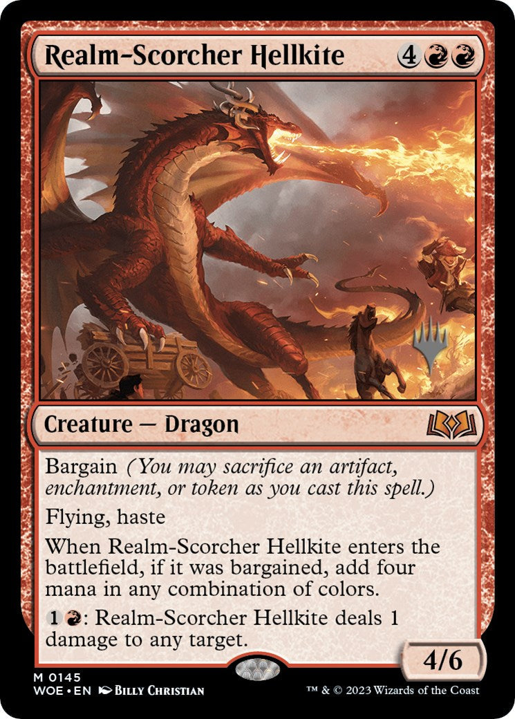 Realm-Scorcher Hellkite (Promo Pack) [Wilds of Eldraine Promos] Foil