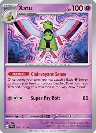 Xatu (026/091) [Scarlet & Violet: Paldean Fates] Reverse Holofoil