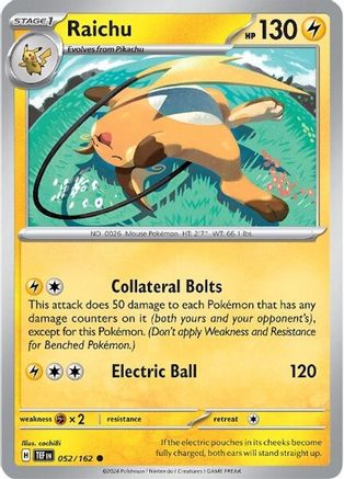 Raichu (052/162) [Scarlet & Violet: Temporal Forces] Reverse Holofoil