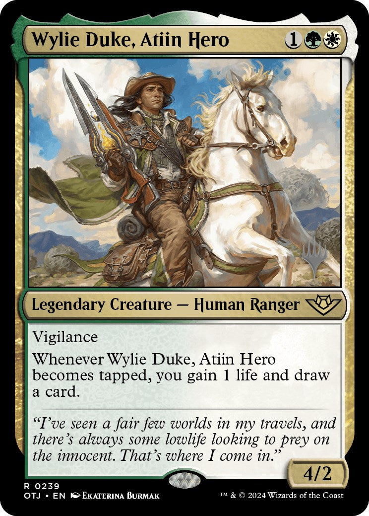 Wylie Duke, Atiin Hero (Promo Pack) [Outlaws of Thunder Junction Promos] Foil