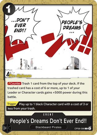 People's Dreams Don't Ever End!! (OP08-096) - [Two Legends Pre-Release Cards]