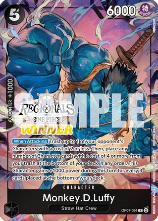 Monkey.D.Luffy (091) (Online Regional 2024 Vol. 3) [Winner] (OP07-091) - [One Piece Promotion Cards] Foil