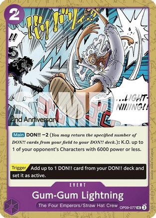 Gum-Gum Lightning (OP09-077) - [Emperors in the New World: 2nd Anniversary Tournament Cards]