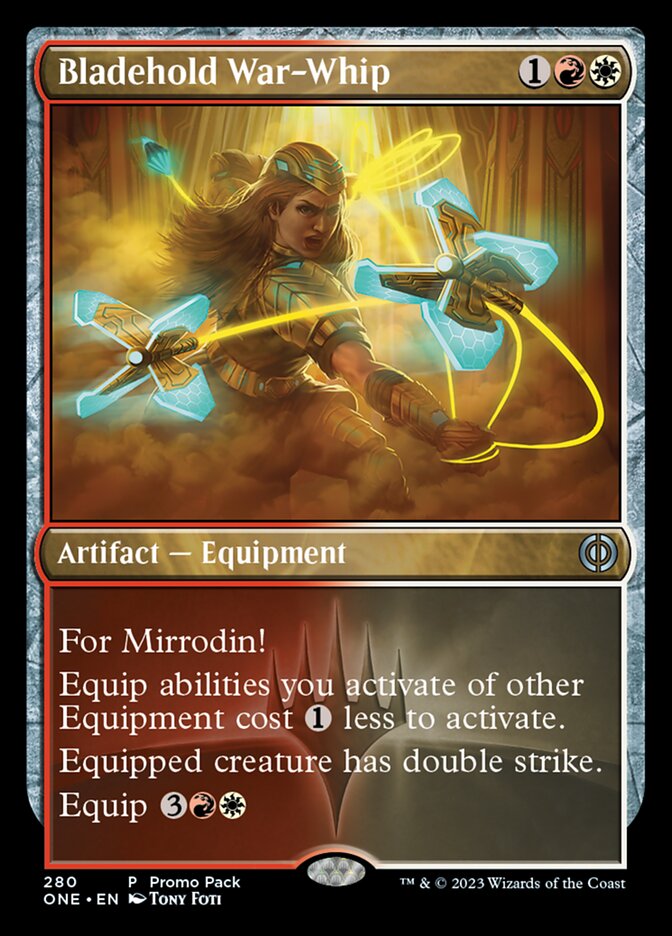 Bladehold War-Whip (Promo Pack) [Phyrexia: All Will Be One Promos] Foil