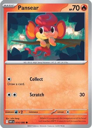 Pansear 014/086  - Reverse Holofoil SV White Flare - Common