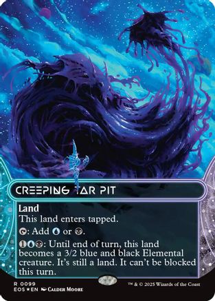 Creeping Tar Pit (0099) (Borderless) (Galaxy Foil)  [Edge of Eternities: Stellar Sights] Foil