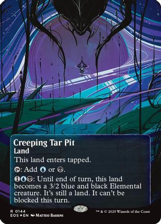 Creeping Tar Pit (0144) (Borderless) (Galaxy Foil)  [Edge of Eternities: Stellar Sights] Foil