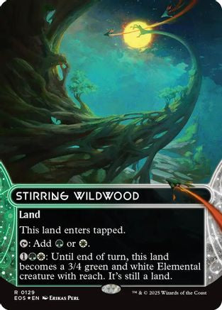 Stirring Wildwood (0129) (Borderless) (Galaxy Foil)  [Edge of Eternities: Stellar Sights] Foil
