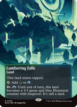 Lumbering Falls (0159) (Borderless) (Galaxy Foil)  [Edge of Eternities: Stellar Sights] Foil