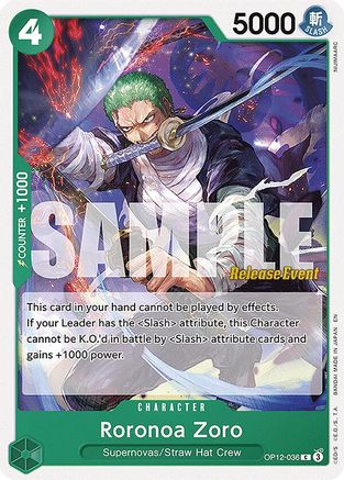 Roronoa Zoro (036) (OP12-036) - [Legacy of the Master Release Event Cards]