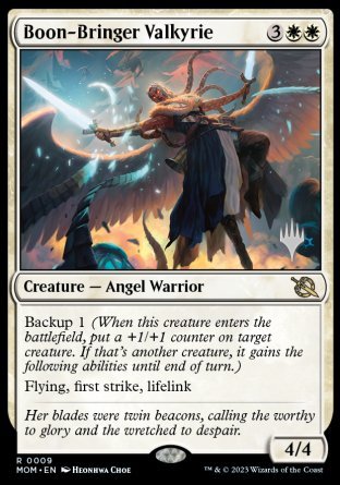 Boon-Bringer Valkyrie (Promo Pack) [March of the Machine Promos] Foil