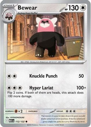 Bewear 112  - Reverse Holofoil ME01 Mega Evolution - Common