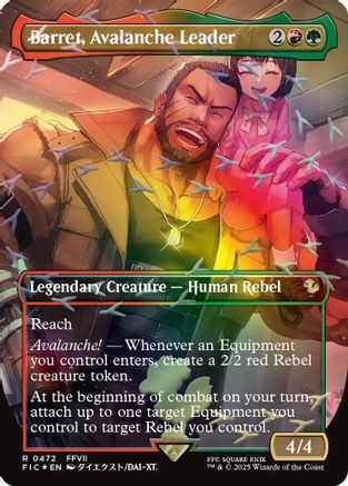 Barret, Avalanche Leader (Borderless) (Chocobo Track Foil)  [Commander: FINAL FANTASY] Foil