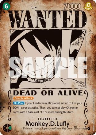 Monkey.D.Luffy (118) (Wanted Poster) (OP13-118) - [Carrying On His Will] Foil
