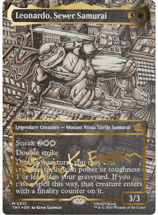 Leonardo, Sewer Samurai (Borderless) (Gold-Stamped Signature)  [Teenage Mutant Ninja Turtles] Foil