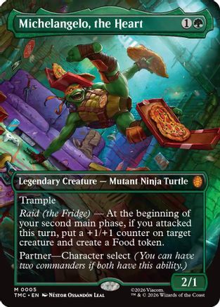 Michelangelo, the Heart (0005) (Borderless)  [Commander: Teenage Mutant Ninja Turtles] Foil