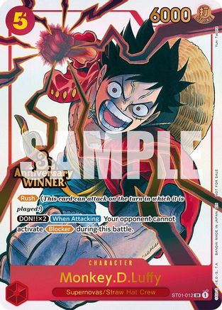 Monkey.D.Luffy - ST01-012 (3rd Anniversary Winner) (ST01-012) - [One Piece Promotion Cards] Foil