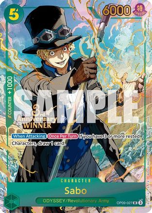 Sabo - OP09-027 (3rd Anniversary Winner) (OP09-027) - [One Piece Promotion Cards] Foil