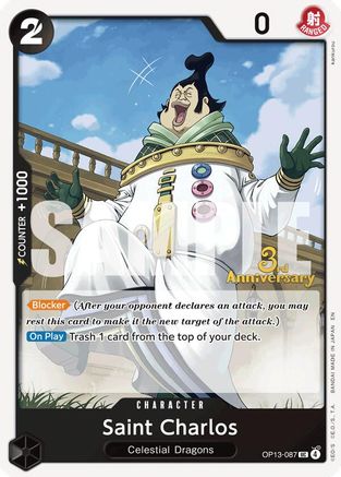 Saint Charlos (OP13-087) - [Carrying On His Will: 3rd Anniversary Tournament Cards]