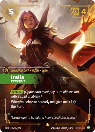 Irelia - Fervent (Alternate Art) (057a/221) - Riftbound - [Spiritforged] Foil