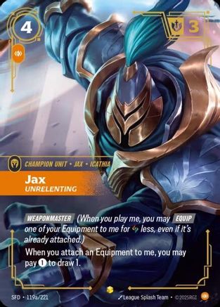 Jax - Unrelenting (Alternate Art) (119a/221) - Riftbound - [Spiritforged] Foil