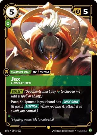 Jax - Unmatched (Alternate Art) (054a/221) - Riftbound - [Spiritforged] Foil