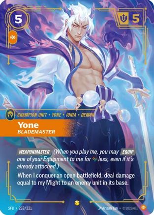Yone - Blademaster (Overnumbered) (233/221) - Riftbound - [Spiritforged] Foil
