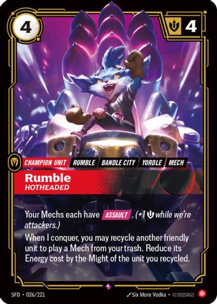 Rumble - Hotheaded (026/221) - Riftbound - [Spiritforged] Foil