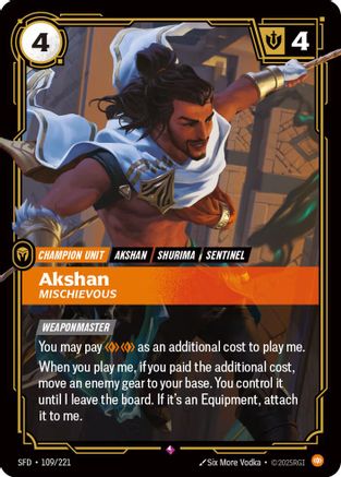 Akshan - Mischievous (109/221) - Riftbound - [Spiritforged] Foil