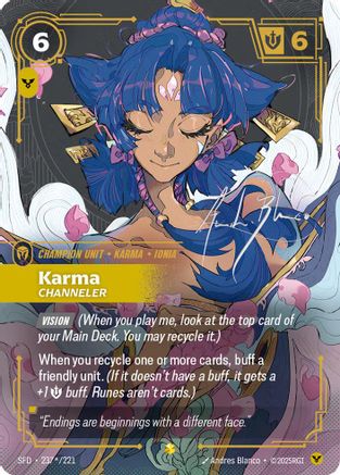 Karma - Channeler (Signature) (237*/221) - Riftbound - [Spiritforged] Foil