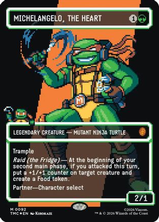 Michelangelo, the Heart (0092) (Borderless) (Surge Foil)  [Commander: Teenage Mutant Ninja Turtles] Foil