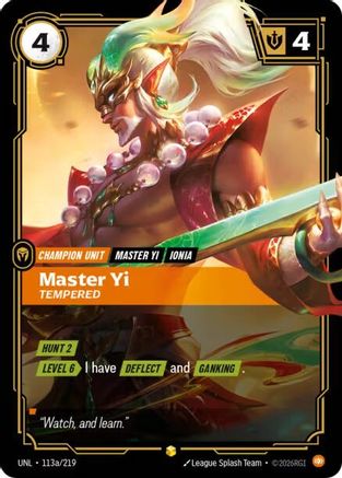 Master Yi - Tempered (Alternate Art) (113a/219) - Riftbound - [Unleashed] Foil