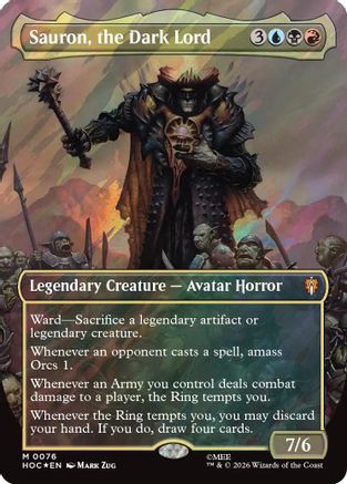 Sauron, the Dark Lord (Borderless) (Surge Foil)  [The Hobbit: Eternal-Legal] Foil