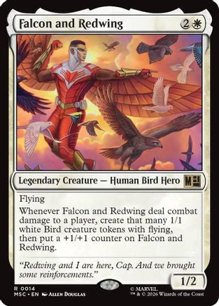 Falcon and Redwing (Surge Foil)  [Commander: Marvel Super Heroes] Foil