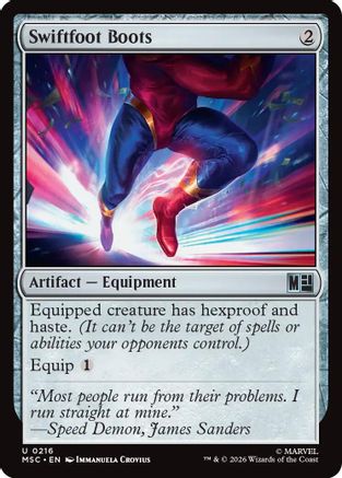 Swiftfoot Boots (Surge Foil)  [Commander: Marvel Super Heroes] Foil