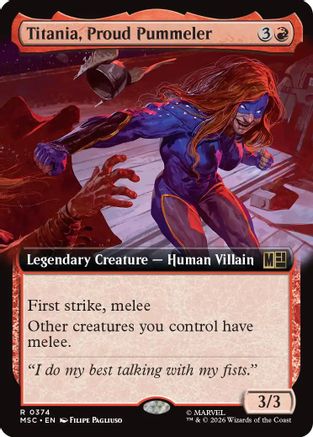 Titania, Proud Pummeler (Extended Art)  [Commander: Marvel Super Heroes]