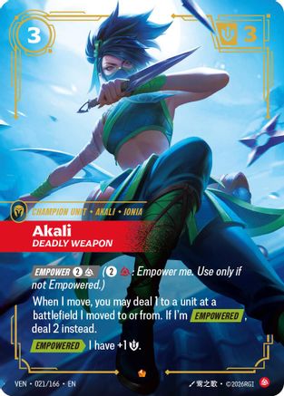 Akali, Deadly Weapon (021/166) - Riftbound - [Vendetta] Foil