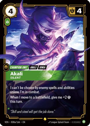 Akali, Silent (Alternate Art) (038a/166) - Riftbound - [Vendetta] Foil