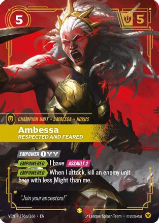 Ambessa, Respected and Feared (Alternate Art) (136a/166) - Riftbound - [Vendetta] Foil