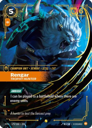 Rengar - Trophy Hunter (Overnumbered) (179/166) - Riftbound - [Vendetta] Foil