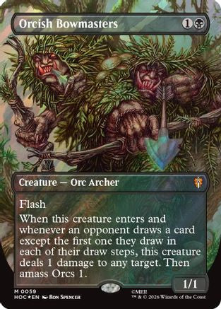 Orcish Bowmasters (Borderless) (Surge Foil)  [The Hobbit: Eternal-Legal] Foil