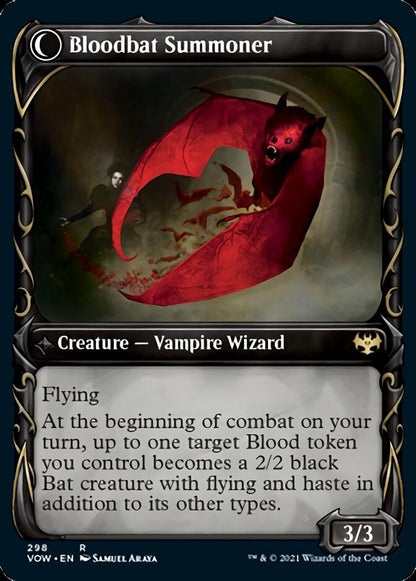Voldaren Bloodcaster // Bloodbat Summoner (Showcase Fang Frame) [Innistrad: Crimson Vow] Foil