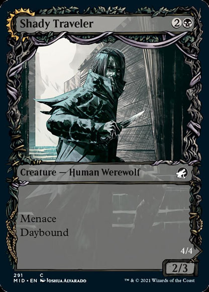 Shady Traveler // Stalking Predator (Showcase Equinox) [Innistrad: Midnight Hunt] Foil