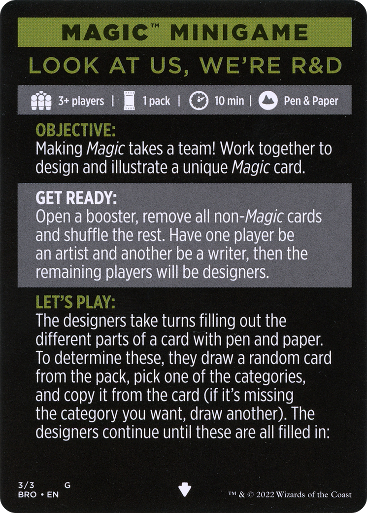Look at Us, We're R&D // Look at Us, We're R&D (cont'd)  [The Brothers' War Minigames] Foil