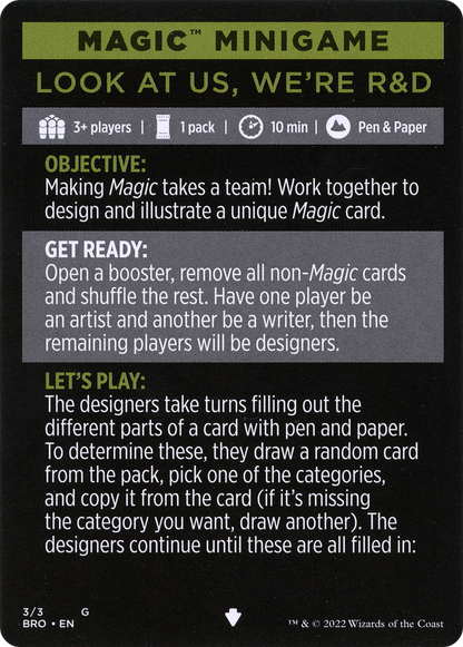 Look at Us, We're R&D // Look at Us, We're R&D (cont'd)  [The Brothers' War Minigames] Foil