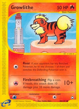 Growlithe (80/147) [Aquapolis] Reverse Holofoil