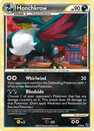 Honchkrow (15/90) [HeartGold & SoulSilver: Undaunted] Reverse Holofoil