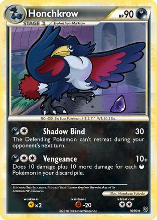 Honchkrow (16/90) [HeartGold & SoulSilver: Undaunted] Reverse Holofoil